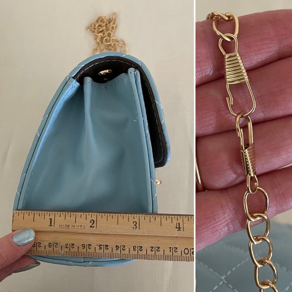 Quilted Crossbody Bag with Fashionable Chain strap adustible Shoulder Bag New - Picture 6 of 14